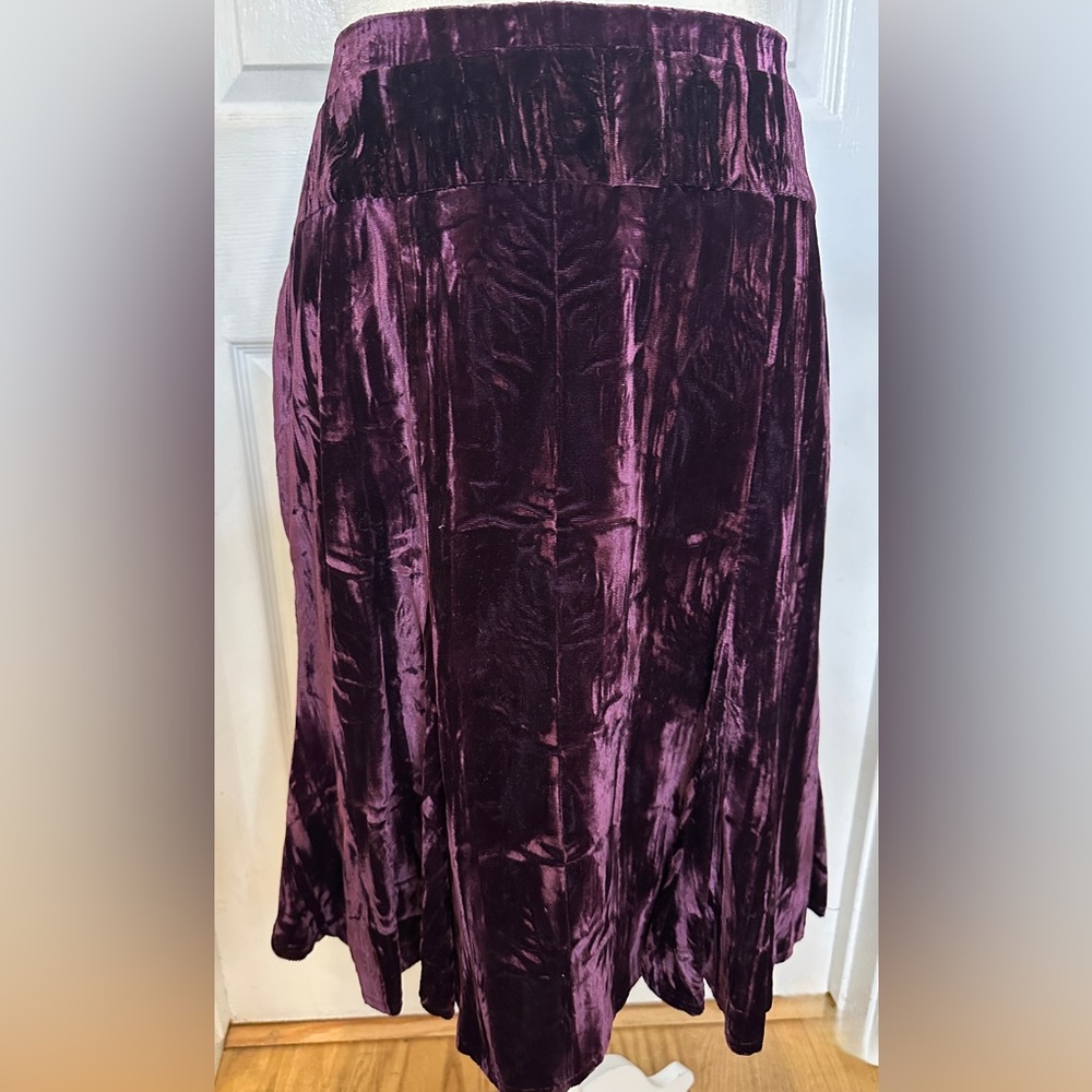Wendy Hill Skirt Purple Crushed Velvet A-Line Size 8 Medium Fully Lined